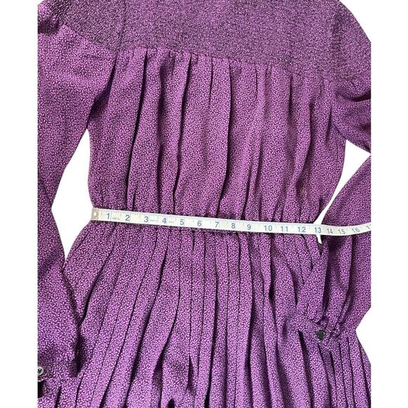 Michael Kors Leaf-Print Pleated Georgette Dress Size 4 Semi-Sheer Sleeves Flowy - Picture 8 of 10